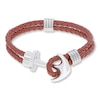 Thumbnail Image 1 of Men's Anchor Bracelet Leather & Stainless Steel 8.5&quot;
