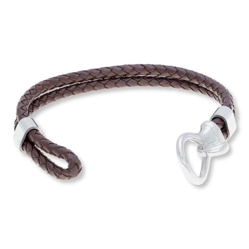 Main Image 2 of Men's Bracelet Leather & Stainless Steel 9&quot;