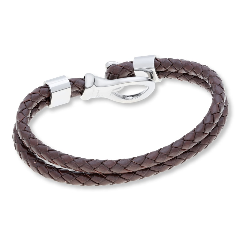 Main Image 3 of Men's Bracelet Leather & Stainless Steel 9&quot;