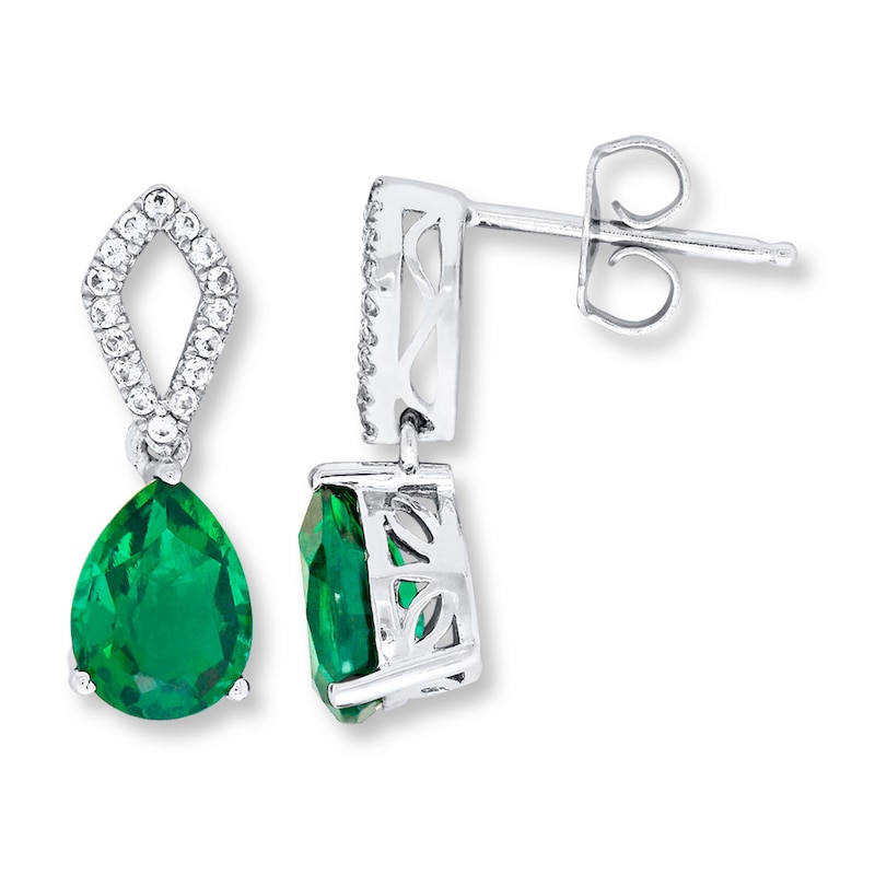 Lab-Created Emerald Earrings Sterling Silver