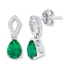 Thumbnail Image 1 of Lab-Created Emerald Earrings Sterling Silver