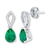 Thumbnail Image 2 of Lab-Created Emerald Earrings Sterling Silver