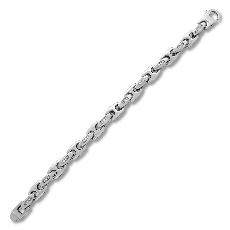 Stainless Steel Bracelet with Cubic Zirconia 8.75"
