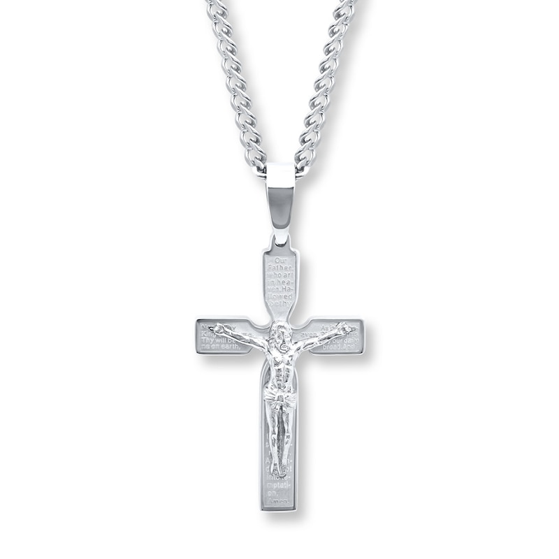 Main Image 1 of Crucifix Necklace Lord's Prayer Stainless Steel