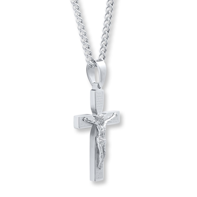 Main Image 3 of Crucifix Necklace Lord's Prayer Stainless Steel