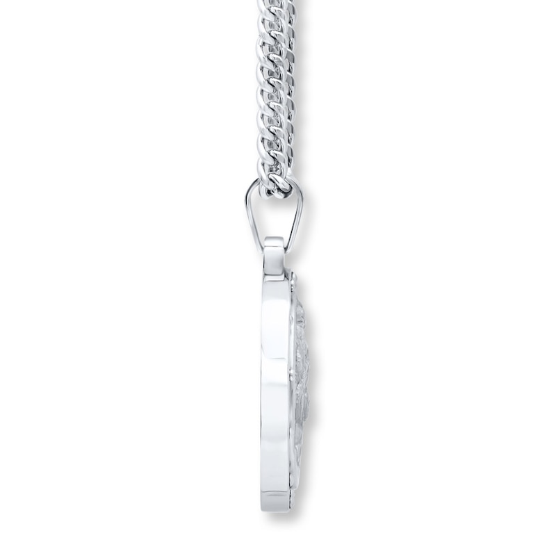 Main Image 2 of Men's Necklace Jesus Medallion Stainless Steel