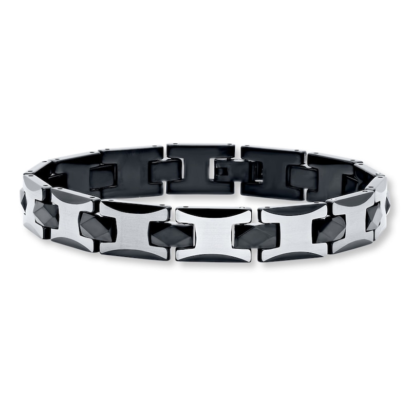 Main Image 1 of Men's Bracelet Tungsten Black Ion Plating 8.5&quot;