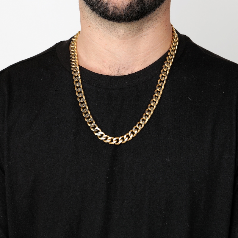 Main Image 4 of Curb Chain Necklace 11mm Yellow Ion-Plated Solid Stainless Steel 22&quot;