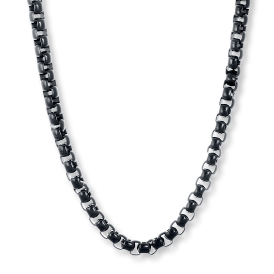 Solid Curb Chain Necklace 6mm Black Ion-Plated Stainless Steel 20