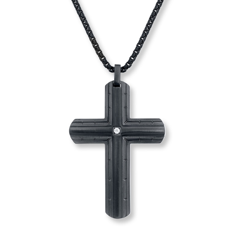 Black Plated Cross Stainless Steel Pendant