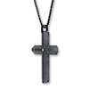 Thumbnail Image 2 of Men's Cross Necklace Diamond Accent Stainless Steel