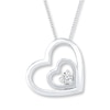 Thumbnail Image 0 of Double Heart Necklace Diamond Accent Sterling Silver 18"