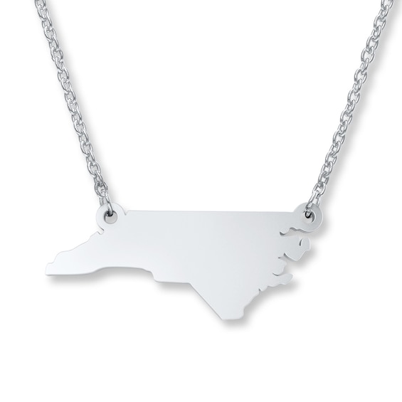 North Carolina State Necklace Sterling Silver