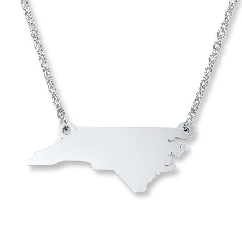 North Carolina State Necklace Sterling Silver