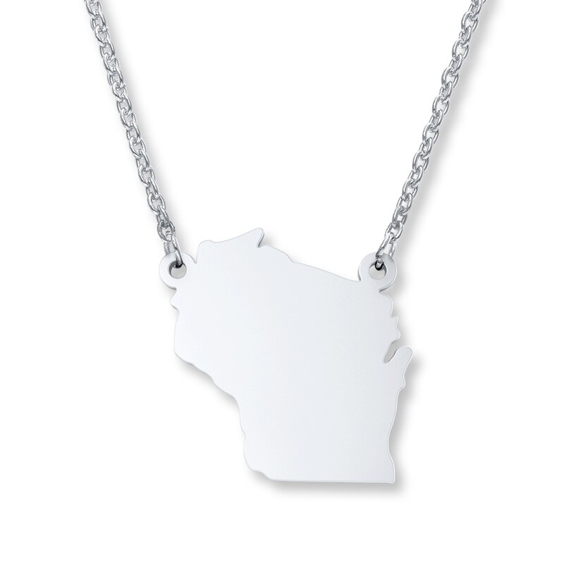 Wisconsin State Necklace Sterling Silver