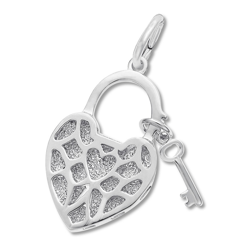 Main Image 2 of Heart Lock & Key Charm Sterling Silver