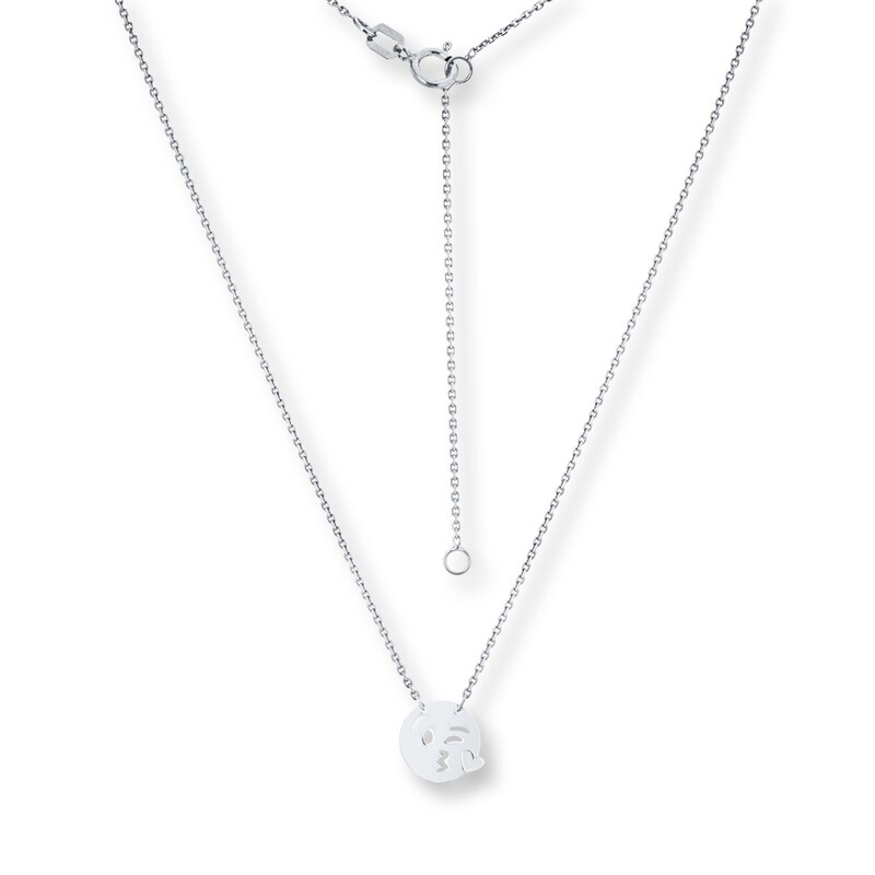 Main Image 2 of Young Teen Kiss Face Emoji Necklace Sterling Silver