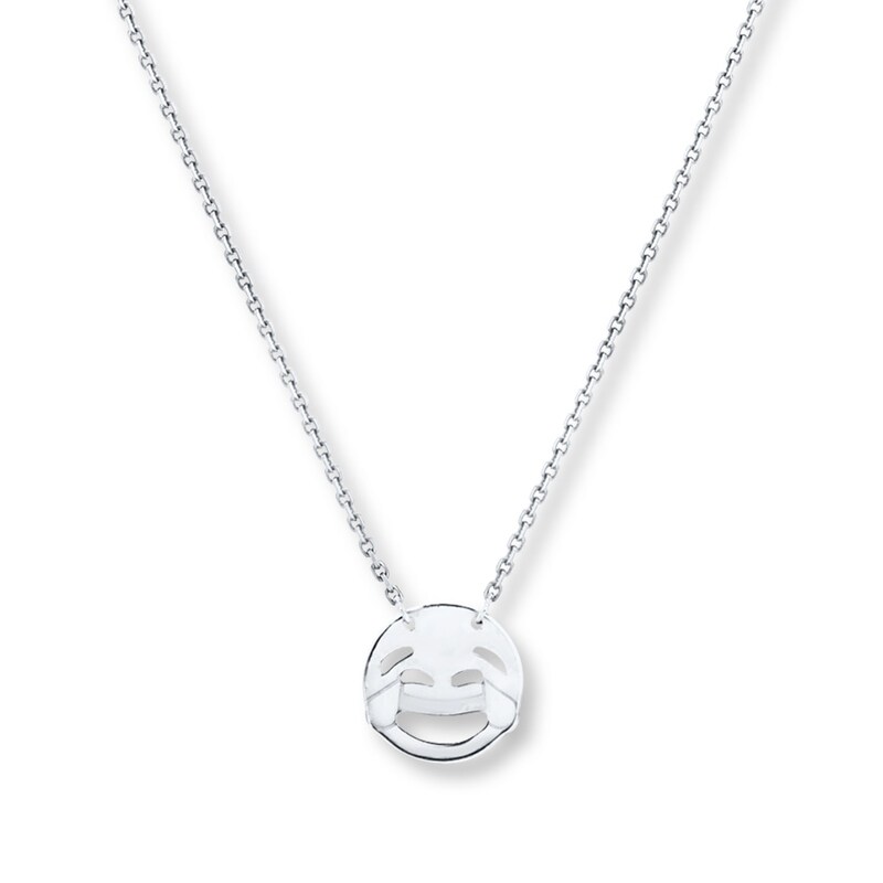 Main Image 1 of Young Teen Laughing Emoji Necklace Sterling Silver