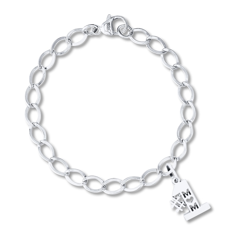 #1 Mom Charm Bracelet Sterling Silver 7