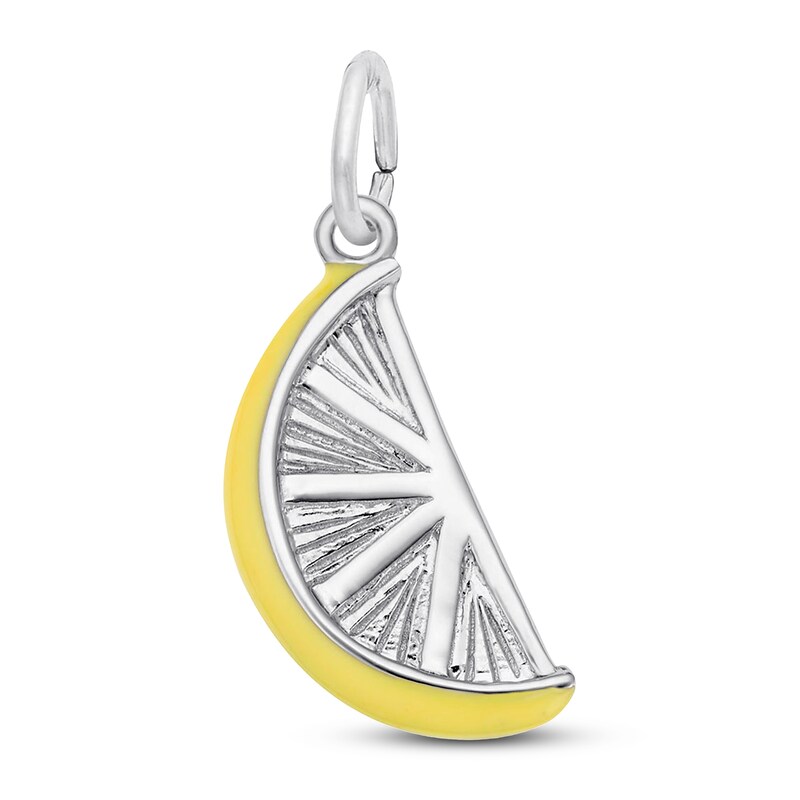 Main Image 1 of Lemon Slice Charm Yellow Enamel Sterling Silver