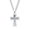 Thumbnail Image 1 of Men's Diamond Cross Necklace 1/20 ct tw Round-cut Stainless Steel 24&quot;