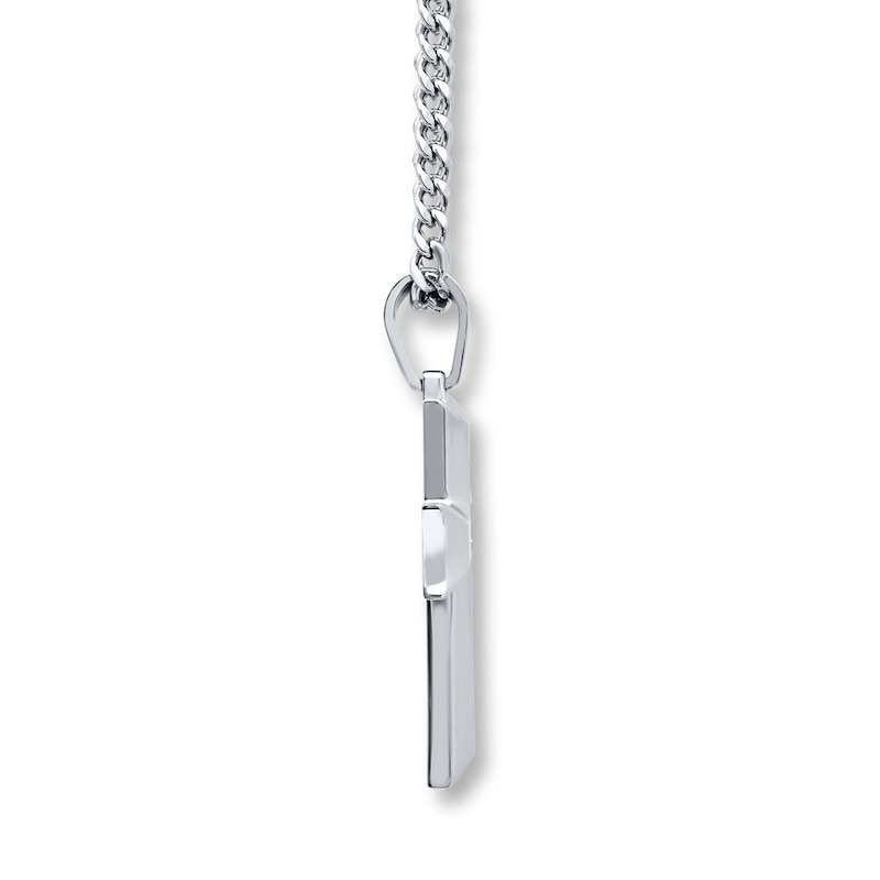 Main Image 2 of Men's Diamond Cross Necklace 1/20 ct tw Round-cut Stainless Steel 24&quot;
