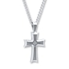 Thumbnail Image 3 of Men's Diamond Cross Necklace 1/20 ct tw Round-cut Stainless Steel 24&quot;