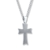 Thumbnail Image 4 of Men's Diamond Cross Necklace 1/20 ct tw Round-cut Stainless Steel 24&quot;