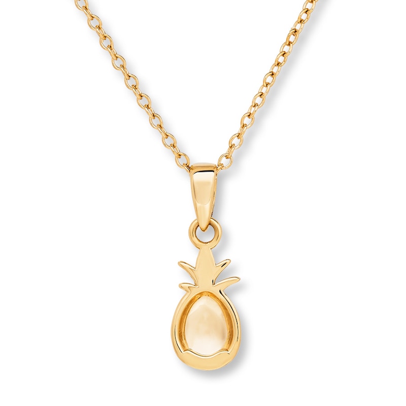 Main Image 4 of Young Teen Pineapple Necklace Sterling Silver & 14K Yellow Gold Plating