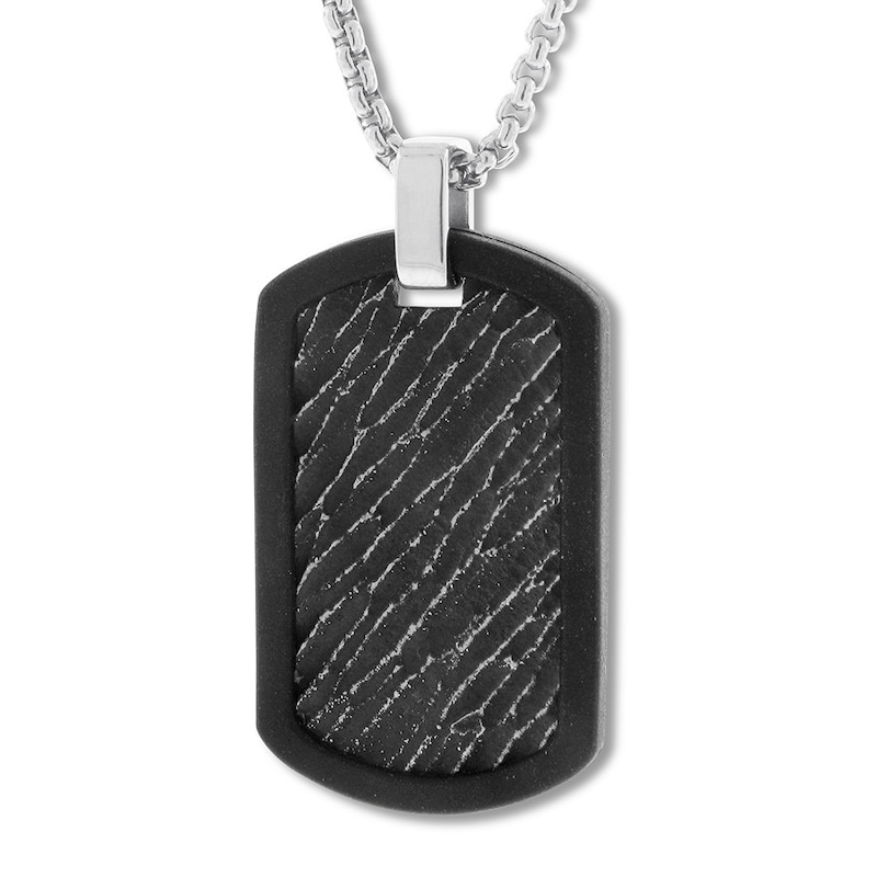 Stainless Steel Dog Tag with Simulated Diamond on Chain