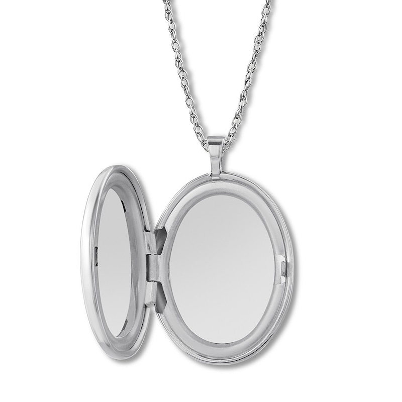 Main Image 2 of Oval Swirl Locket Necklace Sterling Silver 18&quot;