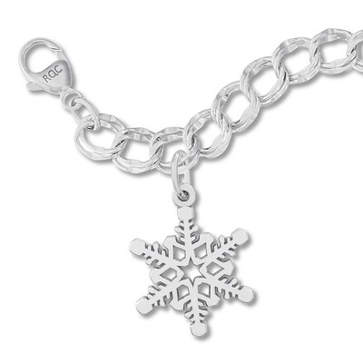 Queenberry Sterling Silver Snowflake Charm - 925 Silver European Style Bead Charm For Bracelets, Winter & Christmas Jewelry