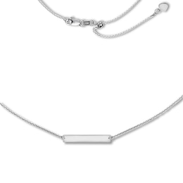 Bar Choker Necklace Sterling Silver 16&quot; Adjustable