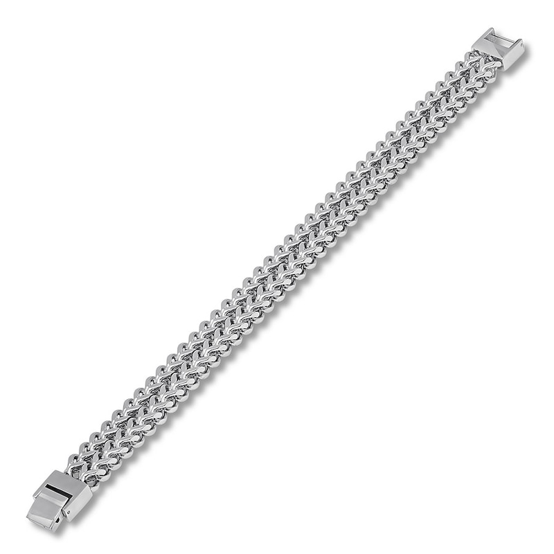 Solid Double Franco Chain Bracelet Stainless Steel 8.75"