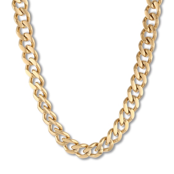 Curb Chain Necklace 11mm Yellow Ion-Plated Solid Stainless Steel 24"