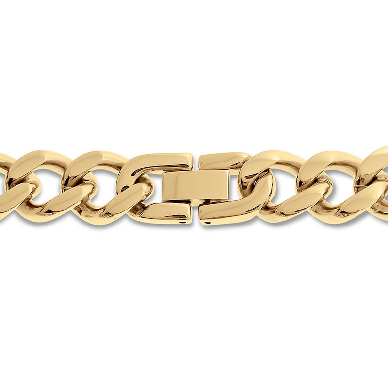 Main Image 2 of Curb Chain Necklace 11mm Yellow Ion-Plated Solid Stainless Steel 24"