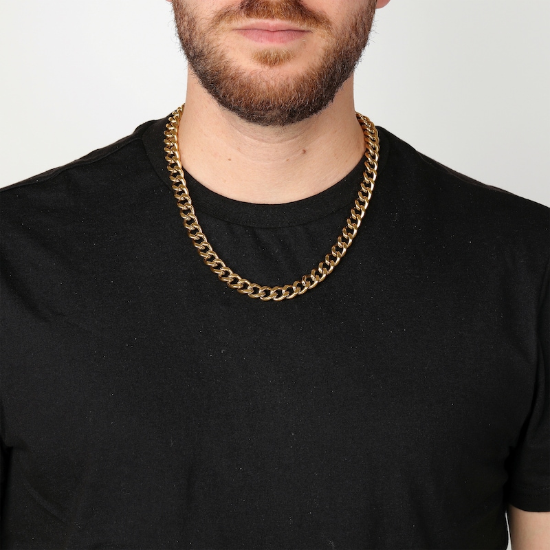Main Image 4 of Curb Chain Necklace 11mm Yellow Ion-Plated Solid Stainless Steel 20&quot;