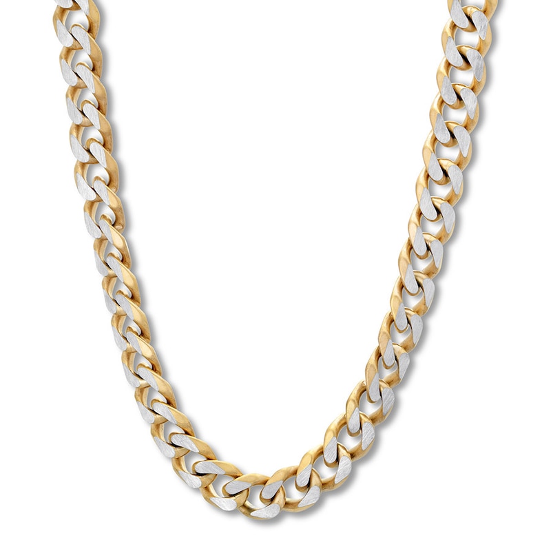 Men's Curb Chain Necklace Stainless Steel & Yellow Ion-Plated 30"