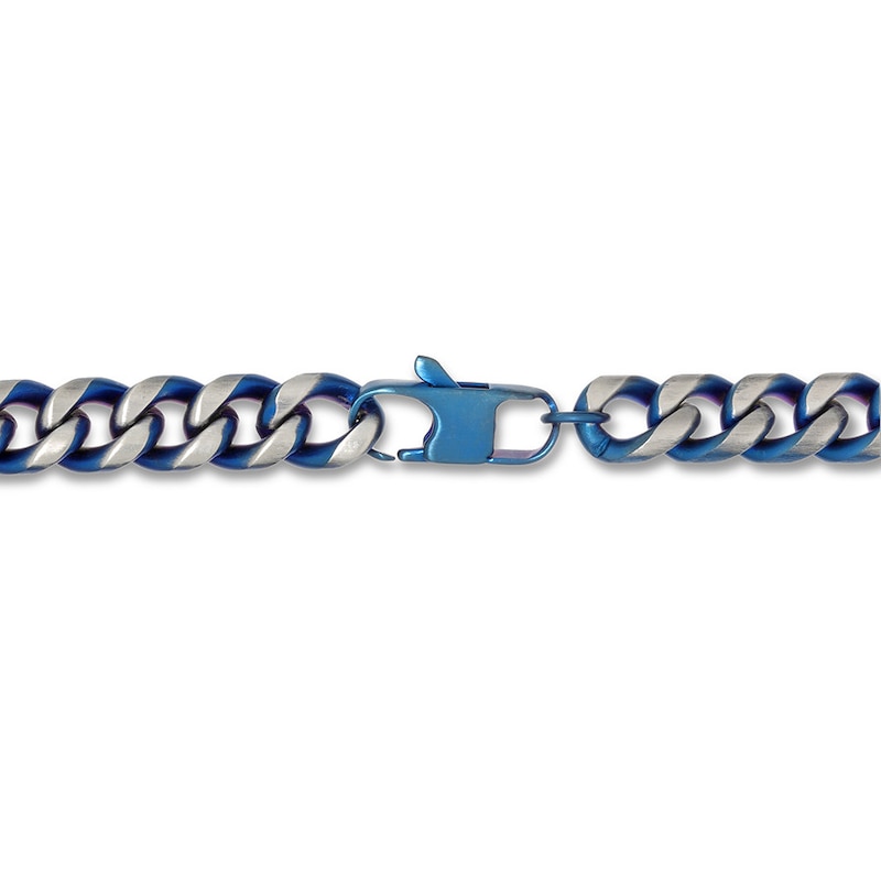 Main Image 2 of Curb Chain Necklace Solid Stainless Steel & Blue Ion-Plating 24&quot;