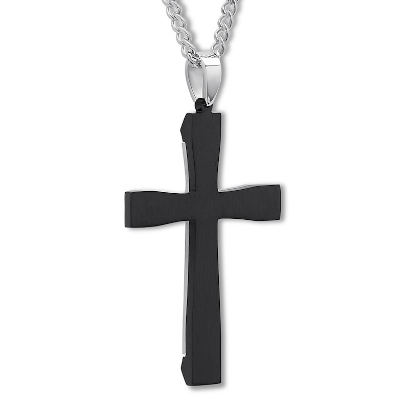 Men's Lord's Prayer Cross Necklace Stainless Steel 24"