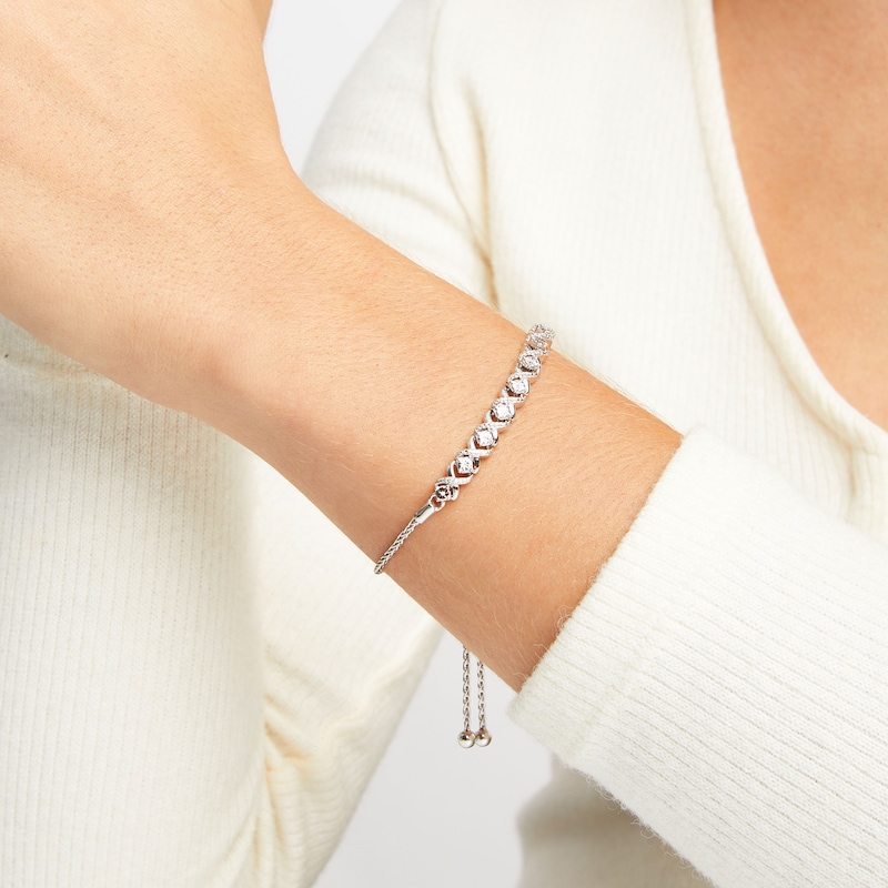 Main Image 2 of Diamond Bolo Bracelet Sterling Silver 9.5&quot;