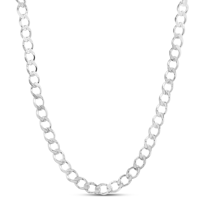 Main Image 1 of Pave Curb Link Necklace Solid Sterling Silver 24&quot;