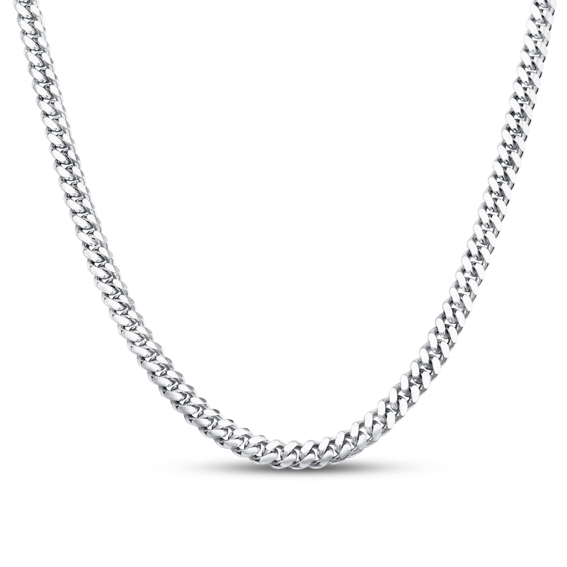 Main Image 1 of Miami Cuban Link Necklace Solid Sterling Silver 22&quot;