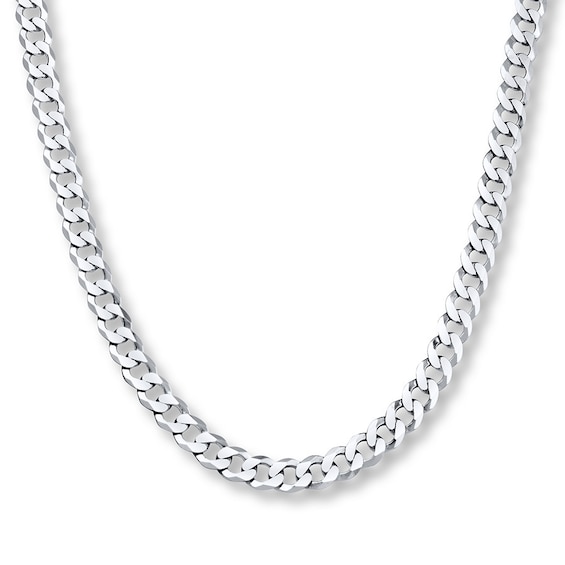 Curb Chain Necklace Solid Sterling Silver 22"