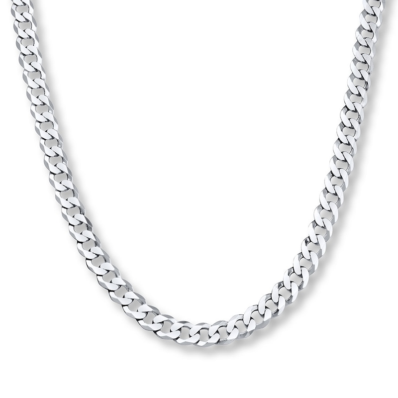 Solid Curb Chain Necklace Sterling Silver 22"