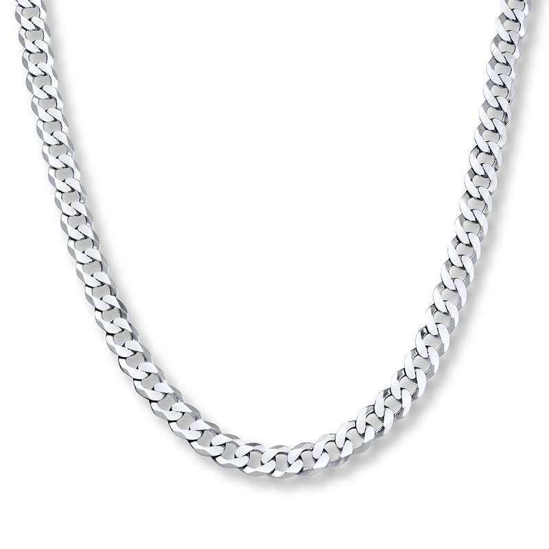 Main Image 1 of Curb Chain Necklace Solid Sterling Silver 22&quot;