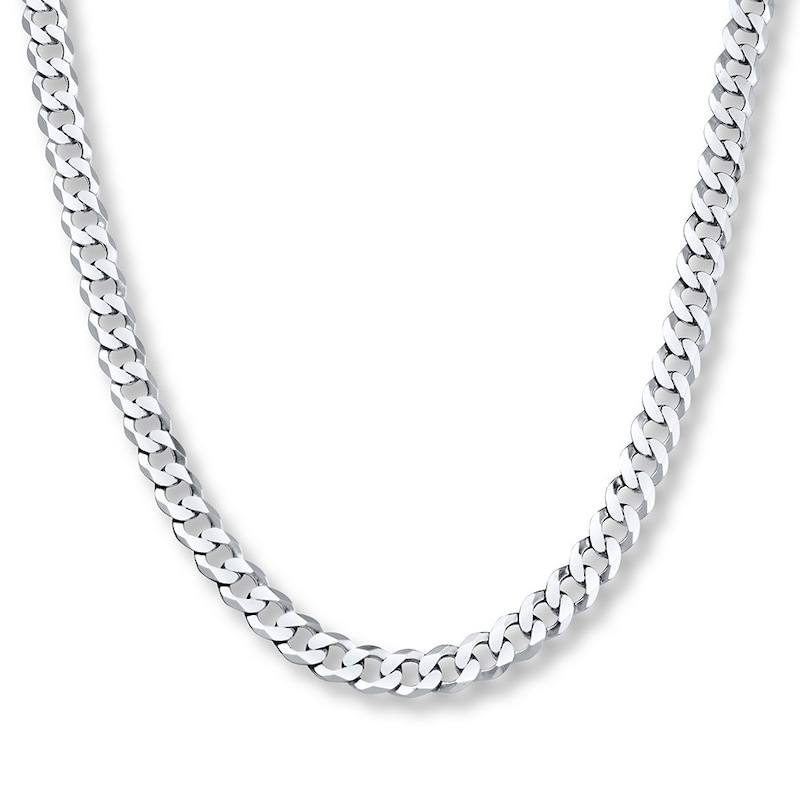 Solid Curb Chain Necklace Sterling Silver 22