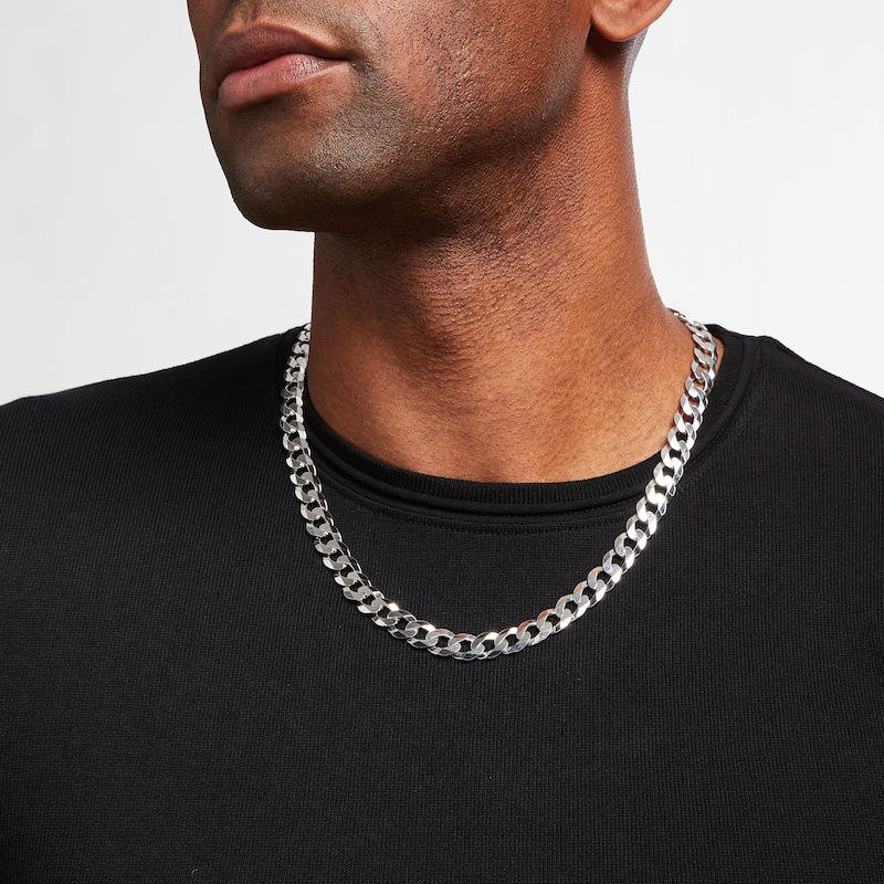 Main Image 4 of Curb Chain Necklace Solid Sterling Silver 22&quot;