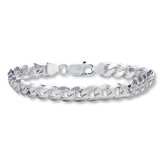 8mm Diamond-Cut Curb Chain Bracelet Solid Sterling Silver 8"