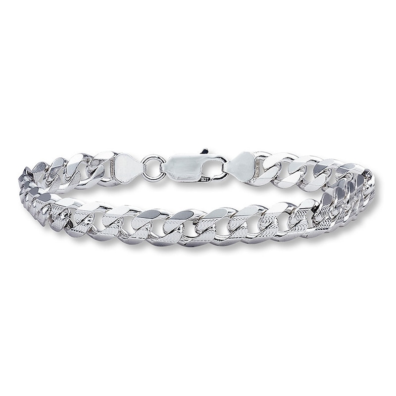 Solid Curb Link Bracelet Sterling Silver 8